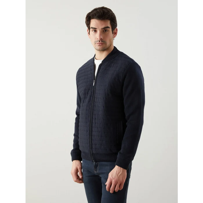 LCWAIKIKI Classic Lacivert Standart Kalıp Kolej Yaka Erkek Triko Hırka