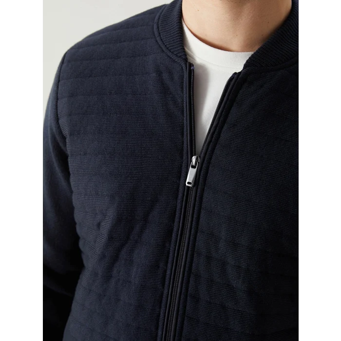 LCWAIKIKI Classic Lacivert Standart Kalıp Kolej Yaka Erkek Triko Hırka