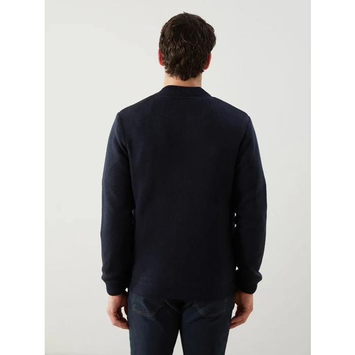 LCWAIKIKI Classic Lacivert Standart Kalıp Kolej Yaka Erkek Triko Hırka