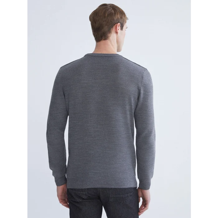 LCWAIKIKI Classic Gri Bisiklet Yaka Erkek Triko Kazak