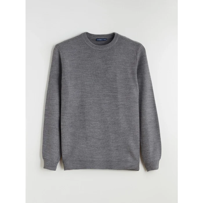 LCWAIKIKI Classic Gri Bisiklet Yaka Erkek Triko Kazak