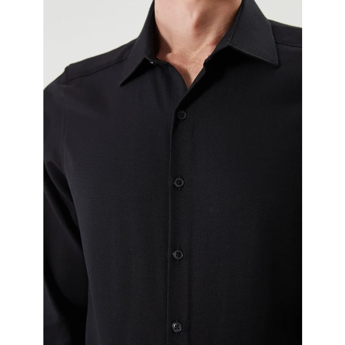 LCW BUSINESS Siyah Slim Fit Uzun Kollu Oxford Erkek Gömlek