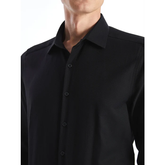 LCW BUSINESS Siyah Slim Fit Uzun Kollu Oxford Erkek Gömlek