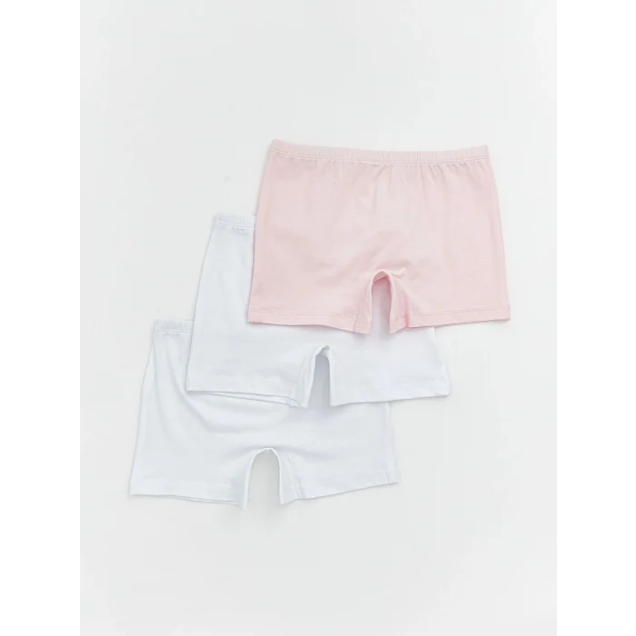 LCW Kids Beyaz Basic Kız Çocuk Boxer 3lü
