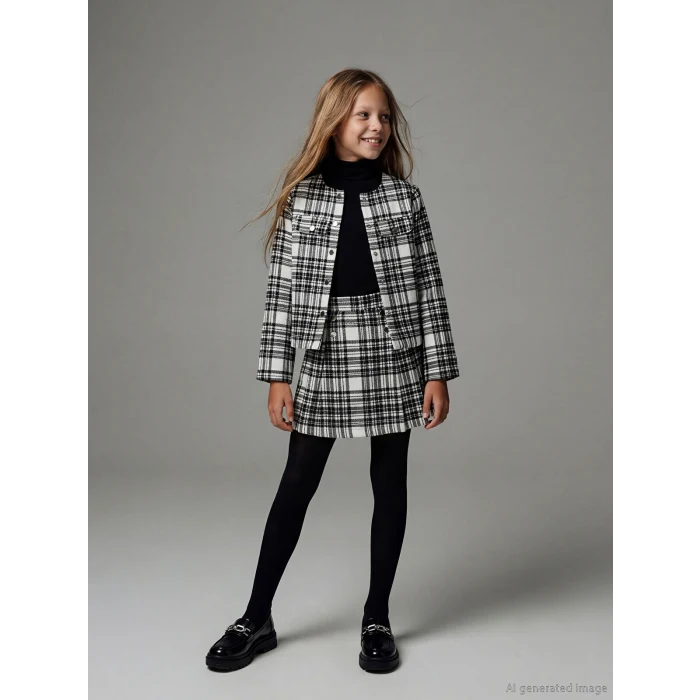 LCW Kids Ekru Beli Lastikli Kız Çocuk Tüvit Şort Etek