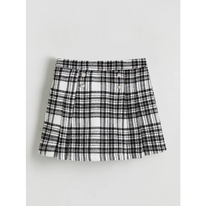 LCW Kids Ekru Beli Lastikli Kız Çocuk Tüvit Şort Etek