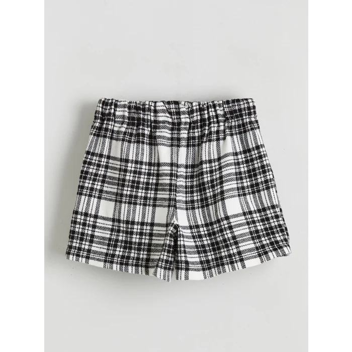 LCW Kids Ekru Beli Lastikli Kız Çocuk Tüvit Şort Etek