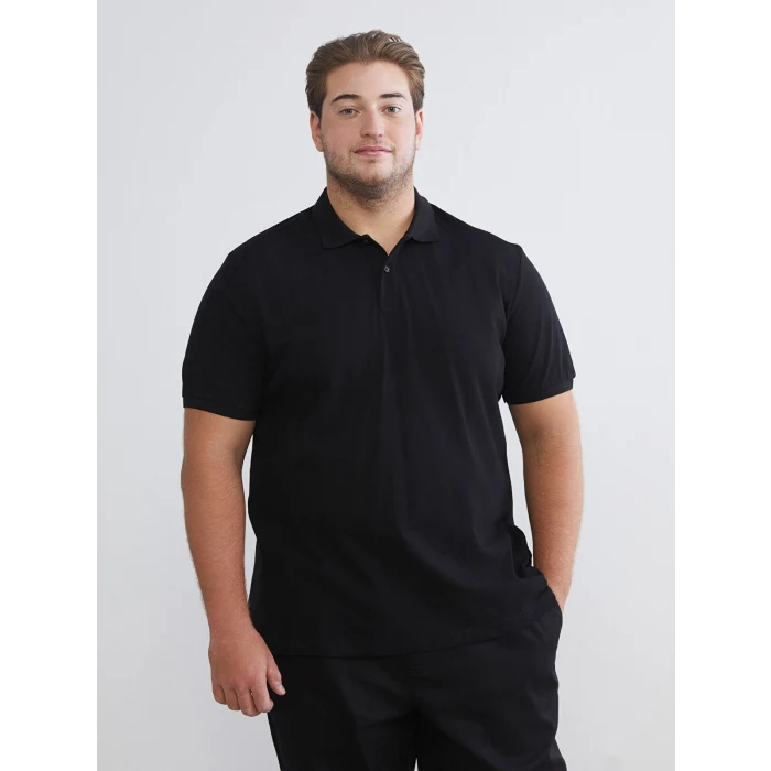 LCWAIKIKI Classic Siyah Polo Yaka Kısa Kollu Pike Erkek Tişört