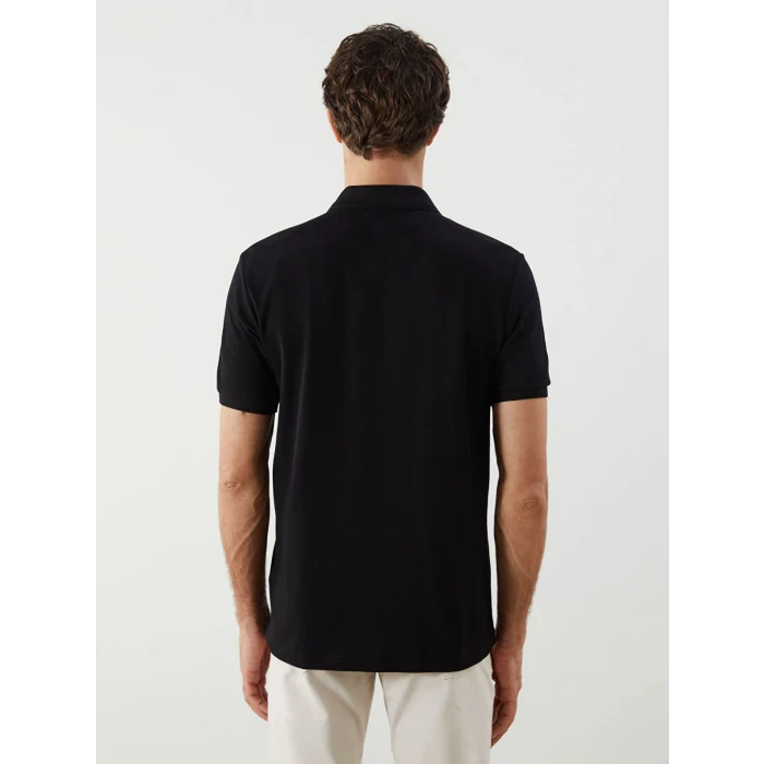 LCWAIKIKI Classic Siyah Polo Yaka Kısa Kollu Pike Erkek Tişört