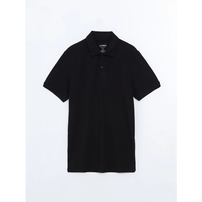 LCWAIKIKI Classic Siyah Polo Yaka Kısa Kollu Pike Erkek Tişört