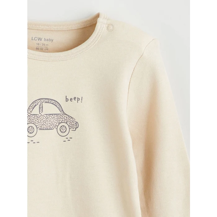 LCW baby Mavi Baskılı Erkek Bebek Çıtçıtlı Body 2li