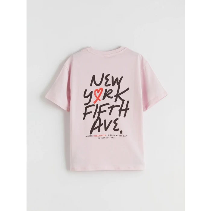 LCW Kids Pembe NYC Yazı Baskılı Kız Çocuk Tişört