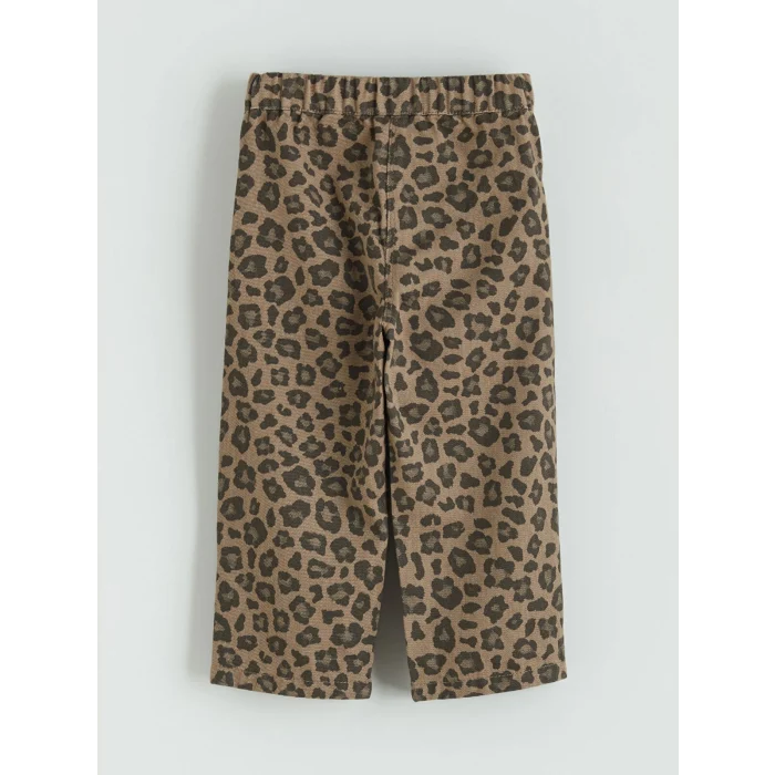 LCW baby Kahverengi Beli Lastikli Leopar Desenli Kız Bebek Pantolon
