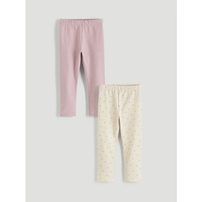 LCW Kids Ekru Beli Lastikli Kız Çocuk Tayt 2li