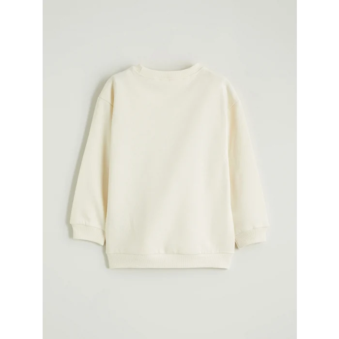 LCW Kids Bej New York Baskılı Erkek Çocuk Kalın Sweatshirt