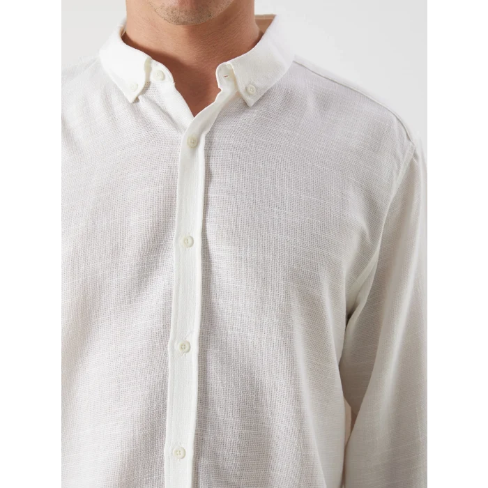 LCW Vision Ekru Slim Fit Uzun Kollu Armürlü Erkek Gömlek