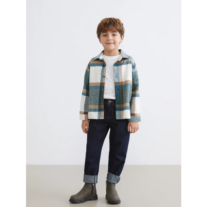 LCW Kids Yeşil Ekose Erkek Çocuk Oduncu Gömlek