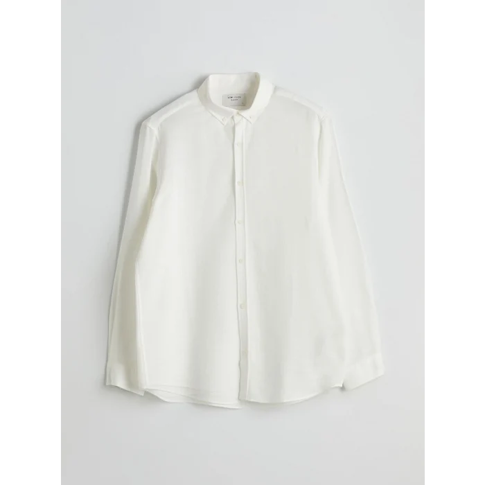 LCW Vision Ekru Slim Fit Uzun Kollu Armürlü Erkek Gömlek