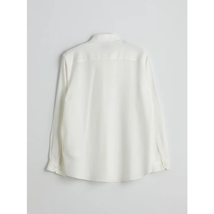 LCW Vision Ekru Slim Fit Uzun Kollu Armürlü Erkek Gömlek