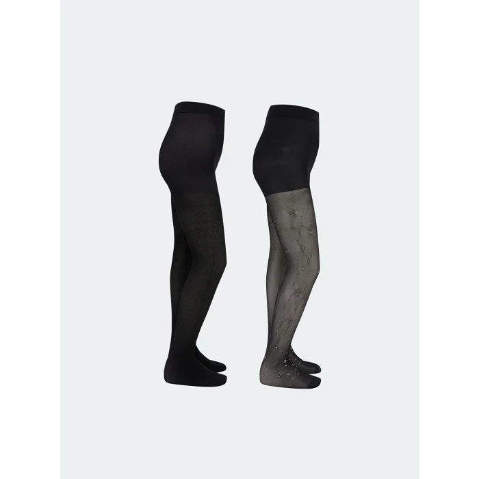 LCW Kids Siyah Kız Çocuk Ince Külotlu Çorap 2li