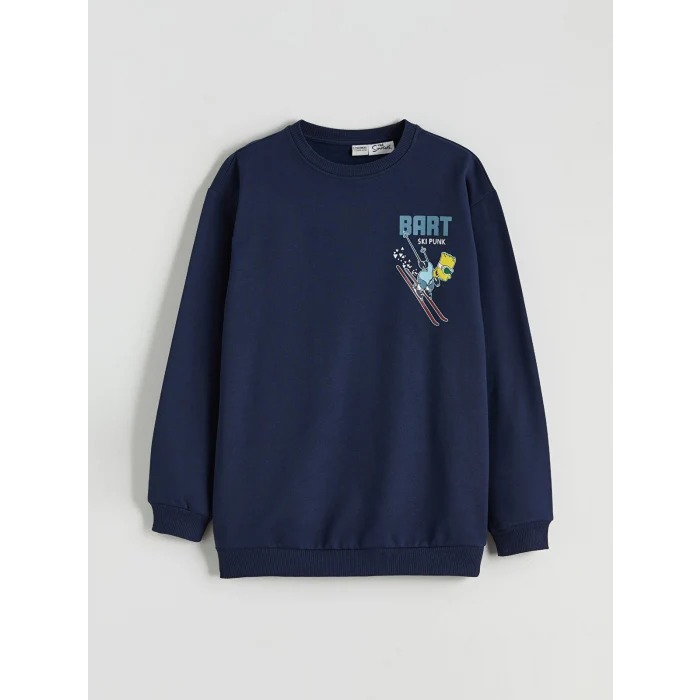LCW Kids Lacivert The Simpsons Baskılı Erkek Çocuk Sweatshirt