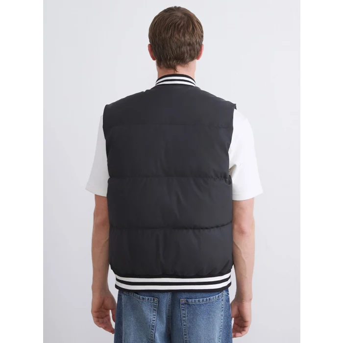 XSIDE Siyah Standart Kalıp Kolej Yaka Erkek Şişme Yelek