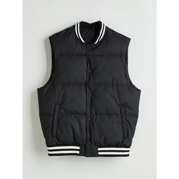 XSIDE Siyah Standart Kalıp Kolej Yaka Erkek Şişme Yelek