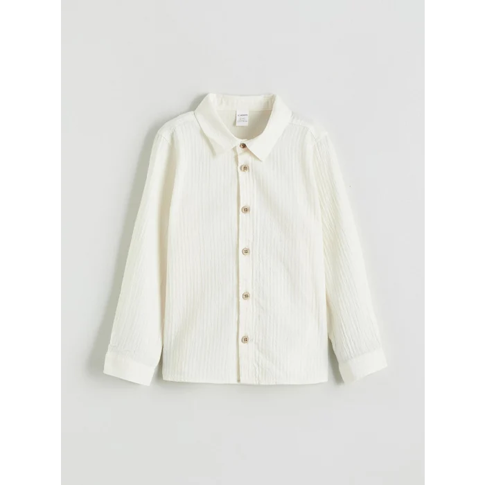 LCW Kids Ekru Dokulu Erkek Çocuk Gömlek