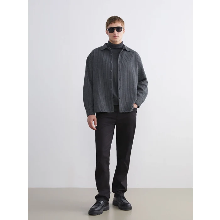 LCW Vision Gri Rahat Kalıp Uzun Kollu Erkek Gömlek