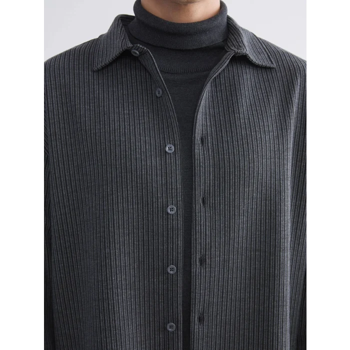 LCW Vision Gri Rahat Kalıp Uzun Kollu Erkek Gömlek