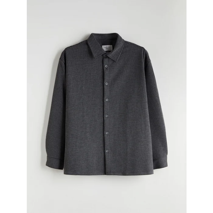 LCW Vision Gri Rahat Kalıp Uzun Kollu Erkek Gömlek