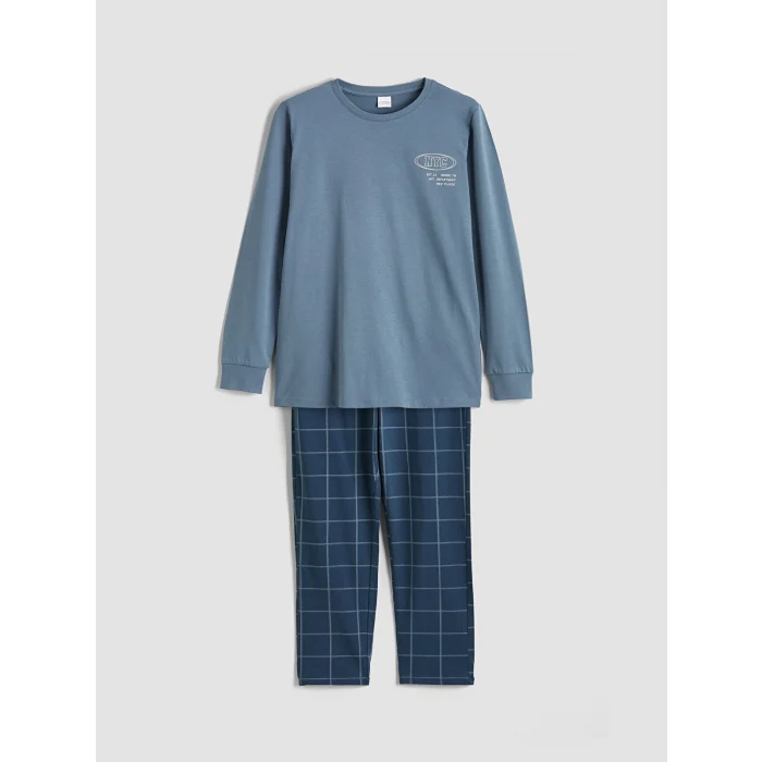 LCW Kids İndigo New York Baskılı Erkek Çocuk Pijama Takımı