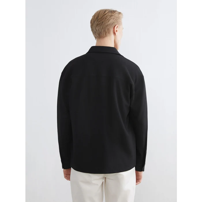 LCW Vision Siyah Regular Fit Uzun Kollu Armürlü Erkek Gömlek