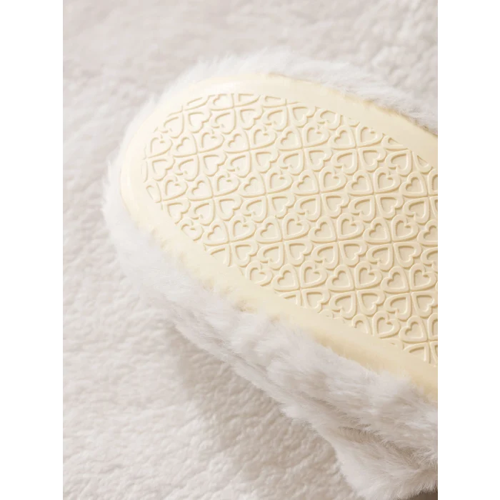 LCW STEPS Kahverengi Nakışlı Pelüş Kadın Ev Terliği