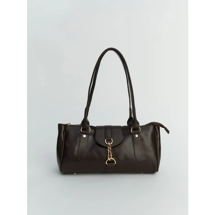 LCW ACCESSORIES Kahverengi Deri Görünümlü Kadın Omuz Çantası