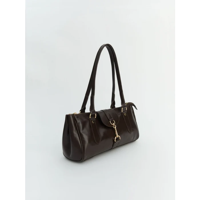 LCW ACCESSORIES Kahverengi Deri Görünümlü Kadın Omuz Çantası