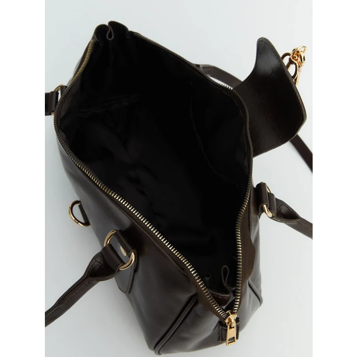 LCW ACCESSORIES Kahverengi Deri Görünümlü Kadın Omuz Çantası