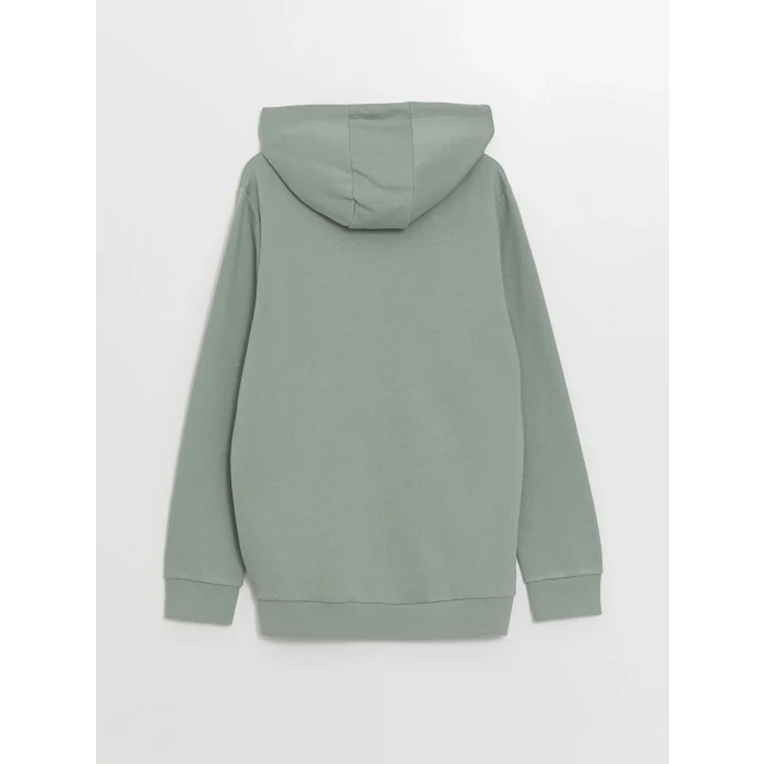 LCWAIKIKI Classic Yeşil Kapüşonlu Uzun Kollu Erkek Fermuarlı Sweatshirt