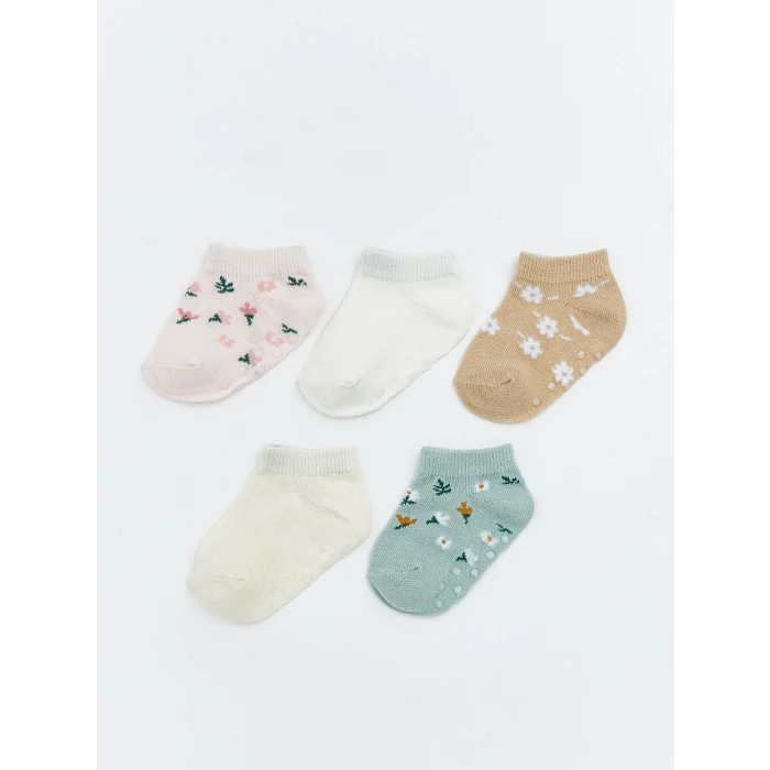 LCW baby Yeşil Kız Bebek Patik Çorap 5li Paket