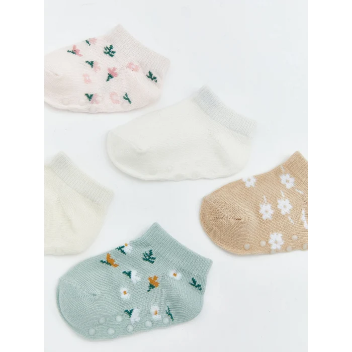 LCW baby Yeşil Kız Bebek Patik Çorap 5li Paket