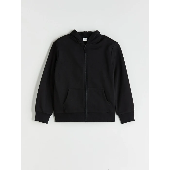 LCW Kids Siyah Uzun Kollu Kız Çocuk Fermuarlı Sweatshirt