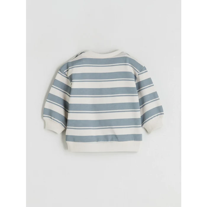 LCW baby Bej Bisiklet Yaka Çizgili Erkek Bebek Sweatshirt ve Eşofman Alt