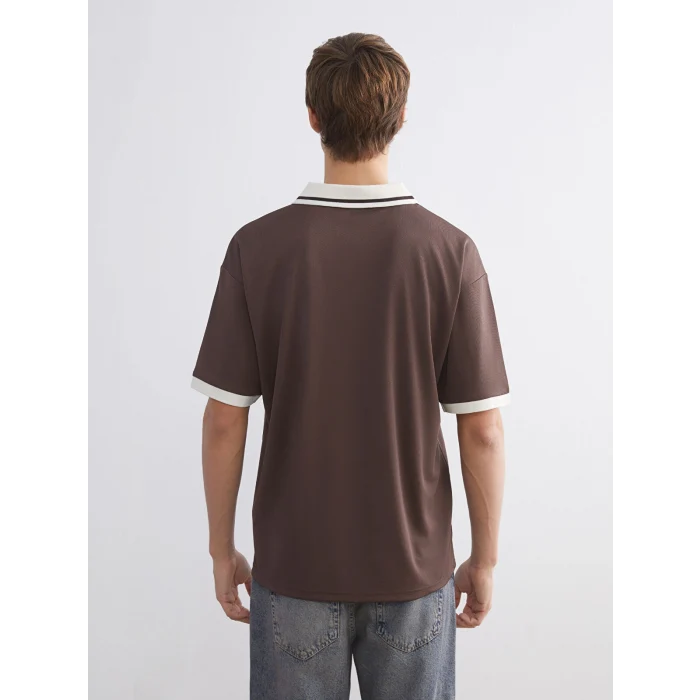 XSIDE Kahverengi Polo Yaka Baskılı Erkek Tişört