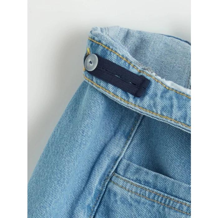 LCW Kids İndigo Anvelop Kesim Cepli Kız Çocuk Jean Şort Etek