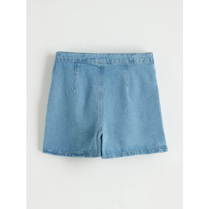 LCW Kids İndigo Anvelop Kesim Cepli Kız Çocuk Jean Şort Etek