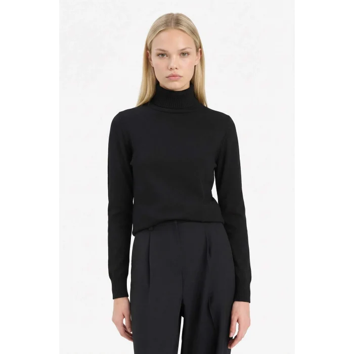 Defacto E8498AXBK27 Siyah Regular Fit Yarım Balıkçı Yaka Triko Kazak