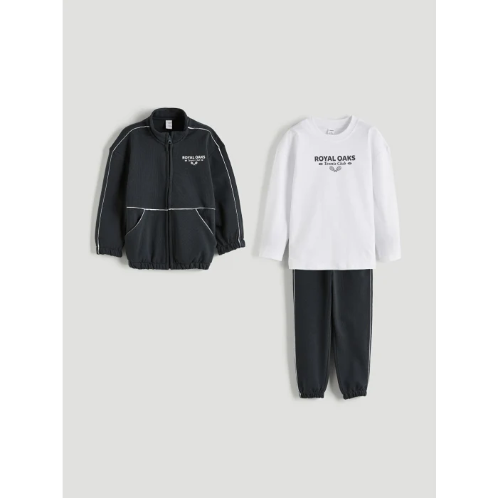 LCW Kids Antrasit Baskılı Erkek Çocuk Takım 3lü