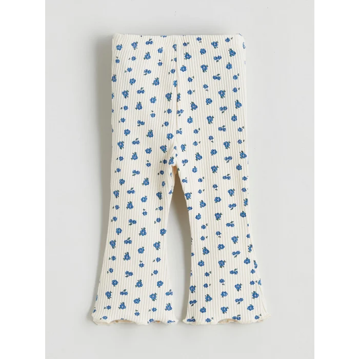 LCW baby Mavi Fırfırlı Kız Bebek Gömlek ve Tayt