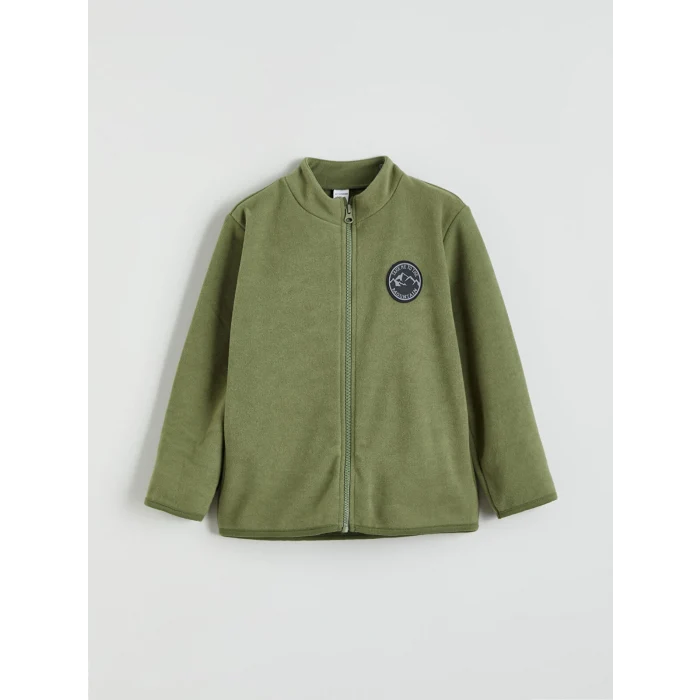 LCW Kids Haki Kolej Yaka Basic Uzun Kollu Erkek Çocuk Fermuarlı Sweatshirt