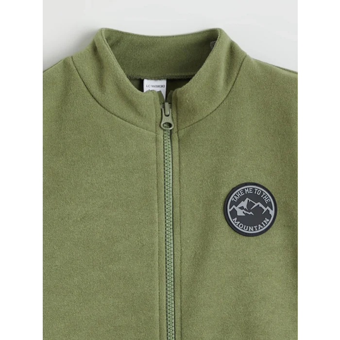 LCW Kids Haki Kolej Yaka Basic Uzun Kollu Erkek Çocuk Fermuarlı Sweatshirt